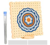 VINATO Blocking Board aus Bambus, Strickbrett Für Granny Squares, Motive und Spitze Blocking, 19.5x19.5cm, Häkelbrett mit 196 Löchern, 10 Edelstahl-Nadeln & Ständer, Mittelgröße