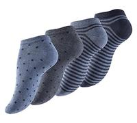 Vincent Creation 12 Paar Damen Sneakersocken Dot´s and Stripes, Baumwolle, Punkte, Ringel (39/42, 12 Paar jeansblau)