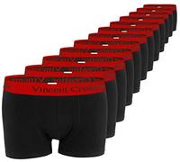 Vincent Creation 12er Pack Herren Boxershorts Retroshorts Hipster Fitted (XL, Schwarz-Rot)