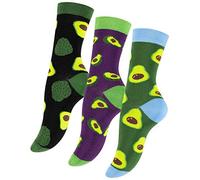 Vincent Creation 3 Paar Bunte Lustige Socken, Damen & Herren Fun Socks, Witzige Strümpfe, Verrückte Socken Modische Oddsocks Mehrfarbig als Geschenk, Einheitsgrösse (36-40, Avocados)