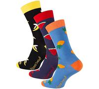Vincent Creation 3 Paar Bunte Lustige Socken, Damen & Herren Fun Socks, Witzige Strümpfe, Verrückte Socken Modische Oddsocks Mehrfarbig als Geschenk, Einheitsgrösse (41-45, Früchte)