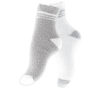 Vincent Creation 4 Paar Kuschelsocken Warme Flauschige Damen Socken Bettsocken Wintersocken, grau/weiss, One Size