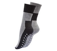 Vincent Creation ABS Stoppersocken Herren Damen Wintersocken 2 Paar Thermosocken mit Anti Rutsch Noppen, schwarz/grau, Gr. 43-46