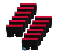 Vincent Creation Boxershorts Herren 12er Pack Baumwolle Unterhosen Männer Boxer Retroshorts Unterwäsche (XL, Schwarz-Rot)