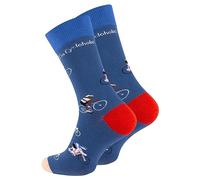 Vincent Creation Bunte Lustige Socken Damen & Herren Fun Socks Witzige Strümpfe Verrückte Socken Modische Oddsocks Mehrfarbig als Geschenk, Einheitsgrösse, (41-45, FahrradBlau)