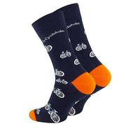 Vincent Creation Bunte Lustige Socken Damen & Herren Fun Socks Witzige Strümpfe Verrückte Socken Modische Oddsocks Mehrfarbig als Geschenk, Einheitsgrösse, (41-45, FahrradMarine)