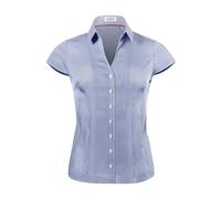 Vincenzo Boretti Bluse, modern-fit/leicht tailliert, Hemdkragen, Kurzarm, gestreift - bügelleicht dunkelblau/weiß 36