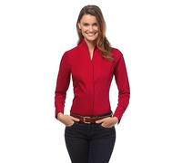 Vincenzo Boretti Damen Bluse mit Kelchkragen leicht tailliert 100% Baumwolle bügelleicht Langarm Hemdbluse mit Stehkragen elegant festlich auch für Business rot 36