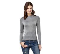 Vincenzo Boretti Damen Pullover Stehkragen Rundhals Ausschnitt modern elegant Chick edel weich Strick-Pullover dunkelgrau L
