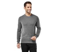 Vincenzo Boretti Herren-Pullover Rundhals-Kragen Slim-fit tailliert Strick-Pullover einfarbig Baumwolle-Mix edel elegant leicht Fein-Strick für Business oder Casual dunkelgrau S
