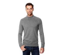 Vincenzo Boretti Herren-Pullover Steh-Kragen Slim-fit tailliert Strick-Pullover einfarbig Baumwolle-Mix edel elegant leicht Fein-Strick für Business oder Casual dunkelgrau S