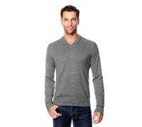 Vincenzo Boretti Herren-Pullover V-Ausschnitt Slim-fit tailliert Strick-Pullover V-Neck einfarbig Baumwolle-Mix edel elegant leicht Fein-Strick für Business oder Casual dunkelgrau M