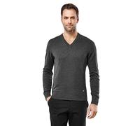 Vincenzo Boretti Herren-Pullover V-Ausschnitt Slim-fit tailliert Strick-Pullover V-Neck einfarbig Baumwolle-Mix edel elegant leicht Fein-Strick für Business oder Casual anthrazit S