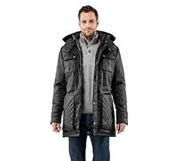 Vincenzo Boretti Herren Winter-Jacke dick warm gefüttert Parka kuschelig sportlich elegant Winter-Mantel slim-fit tailliert lang für Outdoor Business mit Steh-Kragen und Kapuze schwarz M