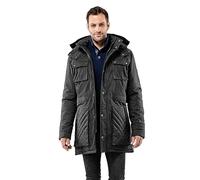 Vincenzo Boretti Herren Winter-Jacke dick warm gefüttert Parka kuschelig sportlich elegant Winter-Mantel slim-fit tailliert lang für Outdoor Business mit Steh-Kragen und Kapuze anthrazit S