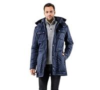 Vincenzo Boretti Herren Winter-Jacke dick warm gefüttert Parka kuschelig sportlich elegant Winter-Mantel slim-fit tailliert lang für Outdoor Business mit Steh-Kragen und Kapuze dunkelblau S