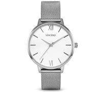 Vincero Luxury Women's Eros Wrist Watch - Silver + White dial with a Silver Mesh Watch Band - 38mm Analog Watch - Japanese Quartz Movement