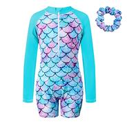 Vine Badeanzug Mädchen Einteiliger mit Reißverschlus Schwimmanzug Kinder Langarm UV-Schutz Badeanzug Schwimmkleidung für mädchen Alter 7-8 Jahre