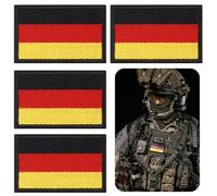 VINEST 4 Stück Deutschland Flaggen Gestickt Patches Abzeichen, 5 * 3cm Hoheitsabzeichen Bundeswehr Flicken, Deutschland Flicken Gestickt Mit Flauschgegenstück Für Kleidung Taschen Weste Hundegeschirr