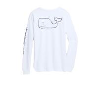 Vineyard Vines Damen Langärmeliges Vintage Wal Tasche T-Shirt, weiße Kappe, 36