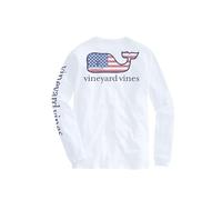 Vineyard Vines Herren-T-Shirt mit Flagge, Wal, langärmelig, Weiße Kappe, L