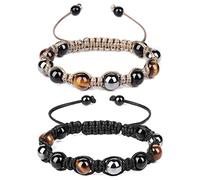 Vinswet Dreifach-Schutzarmband, echtes Tigerauge, schwarzer Obsidian und Häma-Perlen, Armband für Männer und Frauen, handgefertigte Kristall-Heilarmbänder bringen Glück und Wohlstand und Glück, 6.7