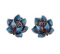 Vintage 925 Sterling Silber Emaille Lotus Ohrstecker Lotusblume Ohrringe Schmuck für Damen