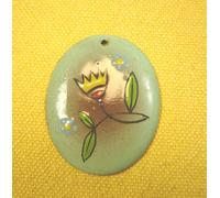 Vintage Anhänger Emaill oval 4,5 x 3,7 cm diverse Motive handgemacht Unikate