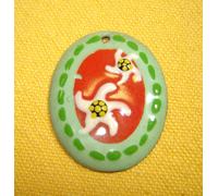 Vintage Anhänger Emaill oval 4,5 x 3,7 cm diverse Motive handgemacht Unikate