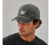 Vintage-Baseballkappe für Herren, Skelett, handbestickt, gewaschene Baumwolle, Gothic-Stil, verstellbar, Halloween-Totenkopf-Hut für Herren, Grün (Army Green), Einheitsgröße