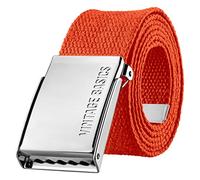 VINTAGE BASICS Unisex Stoffgürtel 130cm lang - 3,8cm breit - Herren und Damen Gürtel - Stufenlos verstellbarer Canvas Belt - Metallschnalle Orange