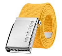 VINTAGE BASICS Unisex Stoffgürtel 130cm lang - 3,8cm breit - Herren und Damen Gürtel - Stufenlos verstellbarer Canvas Belt - Metallschnalle Gelb