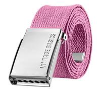 VINTAGE BASICS Unisex Stoffgürtel 130cm lang - 3,8cm breit - Herren und Damen Gürtel - Stufenlos verstellbarer Canvas Belt - Metallschnalle Rosa