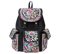 Vintage bestickt Floral Ethnic Rucksack für Frauen Handtasche Schule Schultertasche Mädchen Mini Reise Rucksack börse