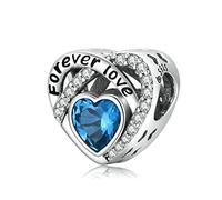 Vintage blaues Herz Charm 925 Sterling Silber Charm passt für Pandora Armband Halskette