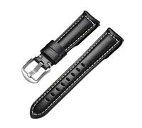 Vintage Braunes Kalbslederarmband Retro Ölwachs Lederarmband for Seiko Kompatibel mit Rolex Business Bands Armband(Black,22MM_SILVER BUCKLE)