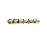 Vintage Brosche 585 Gold mit 6 Akoyaperlen u.12 Diamanten