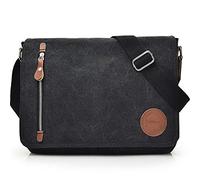 Vintage Canvas Satchel Kuriertasche für Männer und Frauen, Reise-Schultertasche Satchel Crossbody Schultasche für 11,6-13,3 Zoll Laptop Chromebook Computer (schwarz)
