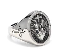 Vintage Christian Edelstahl Kreuz Herz Ring für Männer Punk Hip Hop Unikat Christian Jesus Ring Schmuck Geschenk