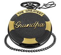 Vintage Dad Taschenuhr Gravur Quarz Opa Taschenuhren und Kette - Zeitloses Geschenk für Vatertag, Geburtstag, Ruhestand, G-black