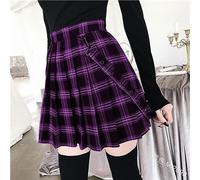 Vintage Damen Faltenrock Hohe Taille A-Linie Rock 5XL Damen Karierter Rock Gothic Punk Minirock Preppy Damenrock-lila kariert-S