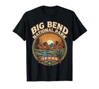 Vintage-Emblem des Big-Bend-Nationalparks im texanischen Stil mit Sonnenuntergang T-Shirt
