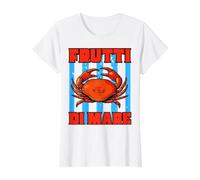 Vintage Frutti Di Mare Red Crab Meeresfrüchte Liebhaber Italienisch Preisgünstiges Grafik-T-Shirt, Damen, Weiß, S