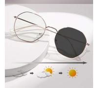 Vintage geometrische photochromatische Modebrillen - Metallrahmen, klassisches Design für Outdoor, Reisen, Strand, Lässig Wear, Fahren, Computer/Gamin