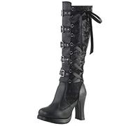 Vintage Gothic Overknees Stiefel Damen Mit Schnallen - Schnürstiefel High Heels Rubber Kniehohe Damenstiefel - Reißverschluss Langschaftstiefel Schlupfstiefel Reitstiefel Gr.35-43
