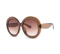 Vintage Große Runde Sonnenbrille Frauen Braun Gradient Übergroße Sonnenbrille Weibliche Mode Luxus Spiegel Klare Farbtöne, D5, Einheitsgröße