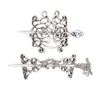 Vintage Haarspange 2stücke aus Metall Silber mit Keltischem Knoten | 2 Stück, Sicherer Halt für Dutt und Zopf, Antike Optik, Geeignet für Brautfrisur und Cosplay