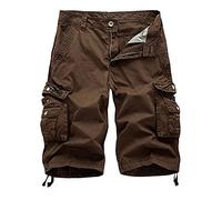 Vintage Herren Cargo Shorts Hosen Lässige Arbeit Im Außenbereich Color Short Sommer Kurze Hose Sporthose Mode Für Männer Übergröße Herrenshorts Herrenhosen Bermuda Kurz Bermudas Baumwolle Sport Kaffee