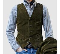 Vintage Herren Slim Fit Weste Mantel aus weichem Cordstoff für lässige Tage (M Grün)