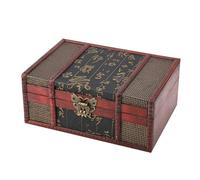 Vintage hölzerne Aufbewahrungsbox, Schatzkiste Schmuck Aufbewahrungsbox Schmuckschatulle Schmuck Organizer Dekorative Schatzbox 23 x 16 x 9.8cm (Chinesischer Stil mit Schloss)